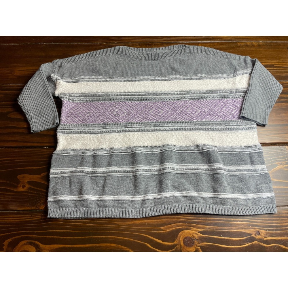 Sonoma Sweater, Women's Size Large, Purple Gray White, 3/4 Sleeve, Boat Neck